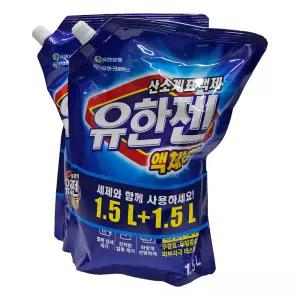유한크로락스 유한젠 산소계표백제 액체형 리필 3L(1.5L 2개로발송)/