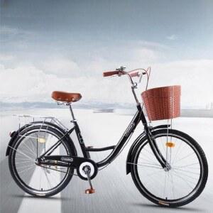 경량 바구니 자전거 변속 디자인 여성자전거 클래식 24 스포크휠 미니 출퇴근용 쌀집