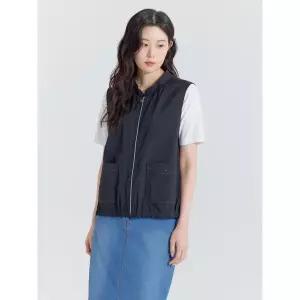 [지센]여성 스판 아웃포켓 쉬폰 배색 집업 베스트 LCVTP422 BK_P418235369