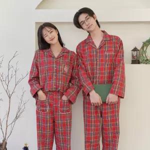 안파 커플 잠옷 파자마 홈웨어 겨울 집들이 수면 신혼부부 면 이브의 선물 파자마 투피스 ANPA42