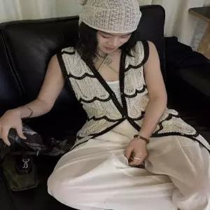 여자 롱 니트 프렌치 카디건 바캉스상의 코바늘 로맨틱 보헤미안 가디건 DUCHI1