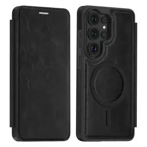 Lunivop 삼성 갤럭시 S26 울트라 케이스 2026 6.9인치 플립 커버 PU 가죽 RFID 차단 카드 홀더 지갑 Mags