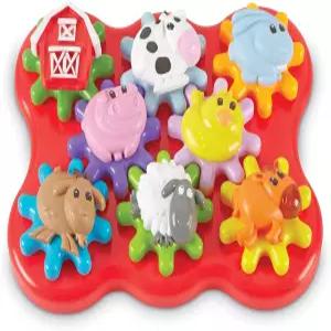 학습 자료 바니야드 프렌즈 빌드 앤 스핀 - 유아용 감각 장난감 몬테소리 빌딩 세트 STEM 어린이용 바쁜