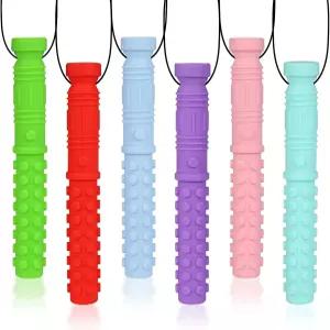 감각 아동용 SLGOL 6팩 메스 츄 목걸이 BPA 프리 식품 등급 실리콘 구강 운동 보조제 자폐증 ADHD 불안