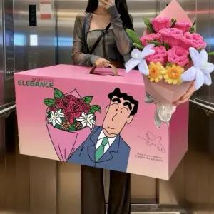 짱구 아빠 꽃다발 인형 신형만 봉미선 히로시 프로포즈 굿즈 가짜꽃 재롱 발표회 학예회