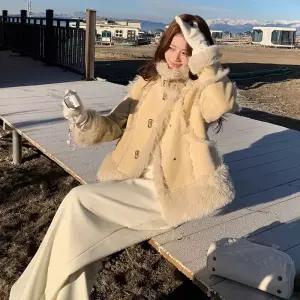 페이크 퍼 가죽 코트 여자재킷 일체형 원템1