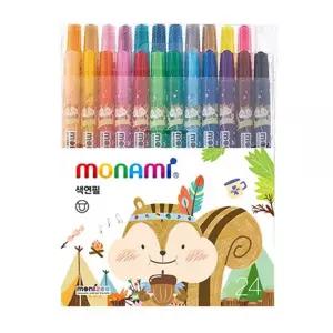 올드림 모나미 모니주 샤프식 색연필 24색 블루 세트 신학기 준비물 이름표 견출지