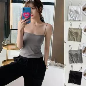 끈나시 얇은 스포츠 여성 내장 이너티 캡 캐미솔   여자 민소매 요가복 노와이어