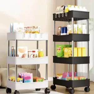 [생활] 이동식 틈새 바퀴 슬림 트롤리 선반 플라스틱 서랍 카트 3단