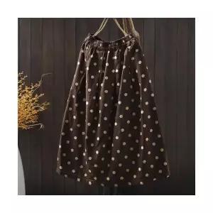 여성용 치마 롱 가을 중기장 하객 프린트 A라인 도트 BE3