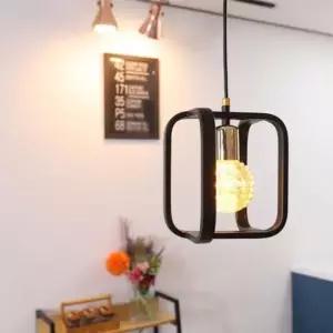 [데코] 사각 블랙+골드 6772-1D 1등용 식탁등 홈 갓등 인테리어 카페조명