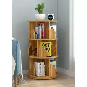 회전책장 원형 원목 교구장 회전책꽂이 3단 수납장