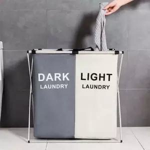히키스 블랙화이트 세탁물 분리 방수원단 빨래바구니