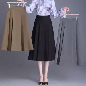 커리어우먼 정장 플리츠 중기장 A라인 고급세련핏 우산 치마 스커트 여성 가을 봄 인기3