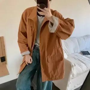 여사친 캐주얼 하프코트 카고풍 트렌치코트 싱글 차이나 OP1