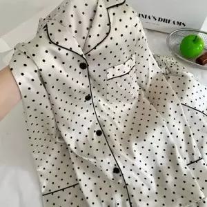 여사친 실크 활용 봄가을 브이넥 바람 세트 쿨링 잠옷 도트 긴팔 카디건 코디 M스포3