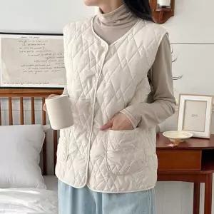 퀄팅 경량 겨울 패딩조끼 체온유지 이너 똑딱이단추