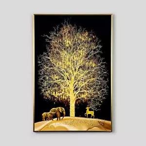 황금나무 큐빅 사슴 코끼리 거실 액자 알루미늄 40x60