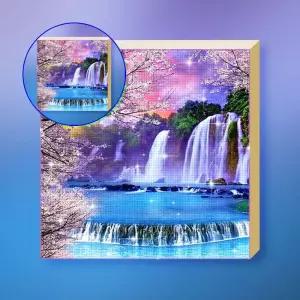 쌍문상회 풍경보석십자수 메탈투어 다이아몬드페인팅 폭포수 벚꽃나무 30x30