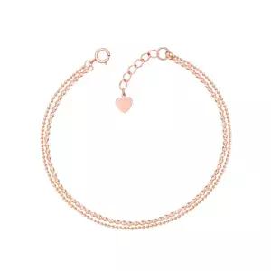 14K 루비 볼 심플 체인 로즈골드 두줄 체인 금 팔찌