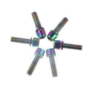 6PCS M5 * 18mm 자전거 줄기 볼트 티타늄 도금 내식성 라이저 나사 꽉 스레드 7 색