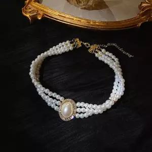 공주 진주 파티 공연 크리스탈 큐빅 목걸이 초커초퍼 보석 웨딩 쥬얼리 얼리