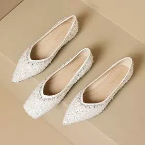 발레리나 빅사이즈 웨딩슈즈 발편한 플랫 반짝이 1cm