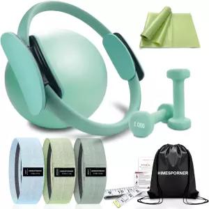 가정용 운동용 필라테스 장비 키트 링 및 볼 세트 2.2파운드 *2 덤벨 패브릭 저항 밴드 줄자 가방 여성