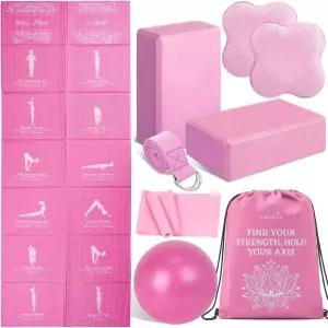 2팩 요가 블록과 스트랩이 있는 여성용 ViraAxis 접이식 매트 및 블록 세트 가방이 얇은 논 슬립 필라테스