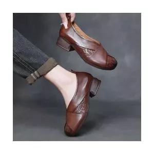 여친 캐주얼 가을 빈티지 폼 러블리 플랫 미들굽 단화 신발 슈즈 엄마룩 두층소가죽 구두 다올3