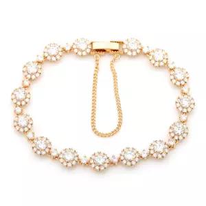 14K GP 큐빅 꽃 체인 골드 패션 팔찌