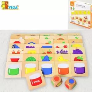 비가 V44505 러닝 칼라 퍼즐색인지놀이 나무블럭 블록 주사위 원목 어린이 그림 게임