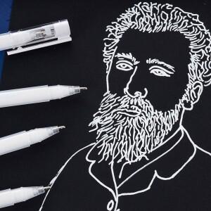 1-5피스 화이트 잉크 젤 펜 0.8mm 하이라이트 마커 아트 드로잉 페인팅 저널링 라인 학교 용품