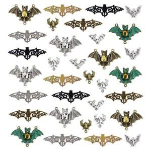 JIALEEY 33PCS 배트 부적 혼합 할로윈 으스스한 플라이트 마우스 플라잉 뱀파이어 커넥터 보석 제작용 펜던트 DIY