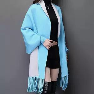 블루 가디건숄 어깨 망토패션 여자 머플러