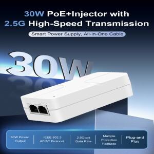 2.5G POE 인젝터 52V 30W 기가비트 이더넷 PoE 어댑터 1010010002500Ms IP 휴대폰카메라 전원 공급 충전기