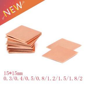 노트북 IC 칩셋 GPU CPU용 구리 심 열 패드 방열판 15x15mm 0.3 1.2 2 두께 5 개