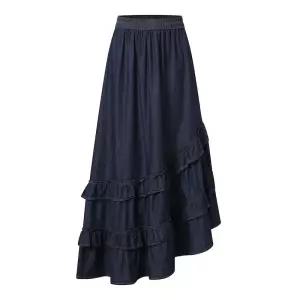 GGPX 데님 캉캉 언발 롱 스커트 (GPCWH008D) 1112980