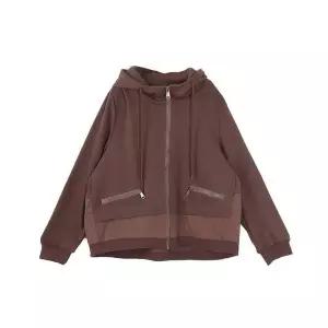 M2 빈티지 여자 패치 긴팔 코트 빅사이즈 상의 봄가을 숏이면 후드 JEN1