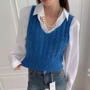 여자 모헤어 브이넥 니트뷔스티에 울 슬림 조끼 1114503