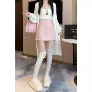 페브레로 스커트 여성 미니 모직 울 봄가을 정장 스팽글 A라인 힙 UNO1