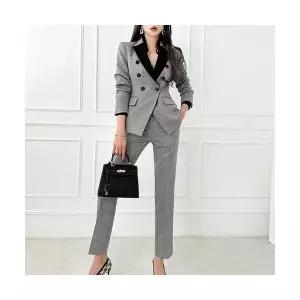 마킷3 여성용 오피스룩 투피스 앤티크 정장 봄가을 양복팬츠 체크 코트 JEN3