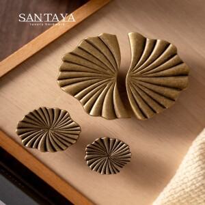 Santaya 황동 캐비닛 손잡이 컵 플랫 빈티지 서랍 주방 찬장 욕실 드레서 하드웨어 앤틱