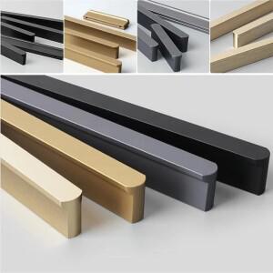 둥근 모서리 캐비닛 손잡이, 럭셔리 골드 알루미늄 합금, 솔리드 서랍, 옷 문짝 80-1200mm