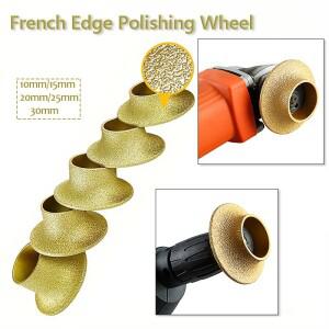 1pc 진공 Brazed 다이아몬드 프렌치 에지 휠 구멍 직경 20mm 부드러운 연마 타일 석영 대리석 화강암