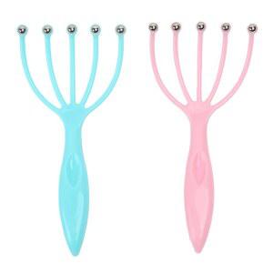 료마 두피 마사지기, 보호용 핸드 헬드 SPA 헤드 마사지기로 오피스 홈 아버지의 날과 어버이날 선물 핑크+블루(2팩)