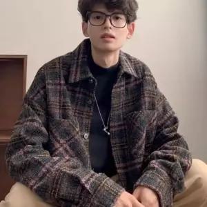 하프 모직 빈티지 코트 봄가을 주니어 시티보이 칼라 남자하프코트 루즈핏 자켓 ible3