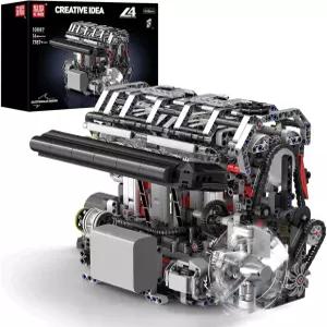 몰드 킹 L4 엔진 빌딩 블록 세트 모터가 장착된 MOC 인라인-포 스케일 모델 키트 수집품 청소년용 건설