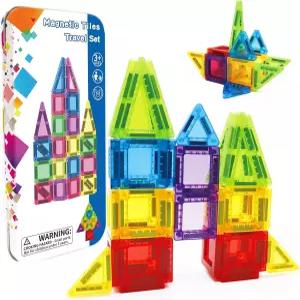 kocojrff 미니 마그네틱 타일 시공 세트 - 여행용 사이즈 자석 장난감 철 상자 소년 및 소녀용 생일 할로윈