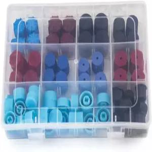 77PC 자동차 오토 R134a AC A/C 시스템 밸브 코어 먼지 캡 세트 에어 씰 에어컨 교체